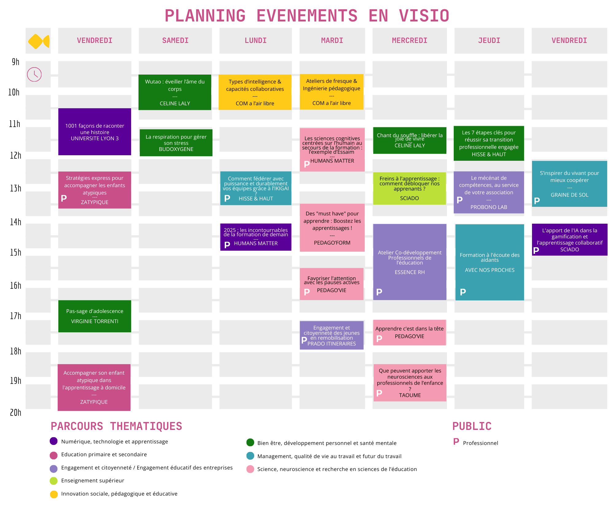 Festival 25 Planning des evenements en distanciel